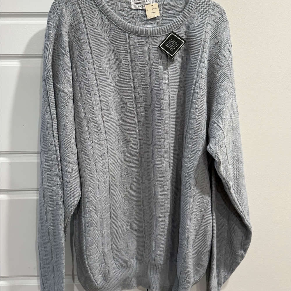 Dior Men's XL Light Gray Knit Sweater NEW Vintage Authentic Verified Top Rated